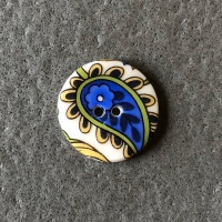 Blue Paisley Smaller Medium Circular Button